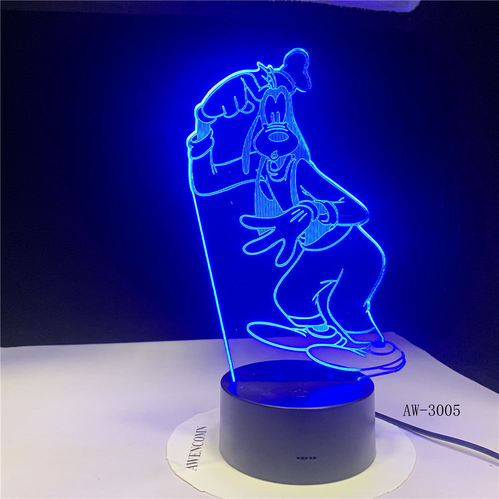 Children's Gift Goofy Pluto Dog Novelty 7 Color Changing 3D LED Night Light Desk Lamp Home Decor Party Kids Toys Gift 3005