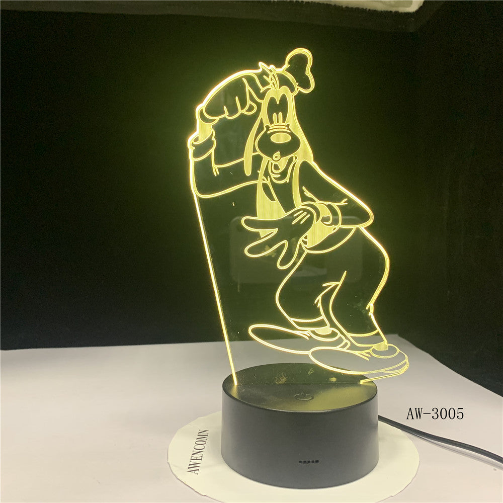 Children's Gift Goofy Pluto Dog Novelty 7 Color Changing 3D LED Night Light Desk Lamp Home Decor Party Kids Toys Gift 3005