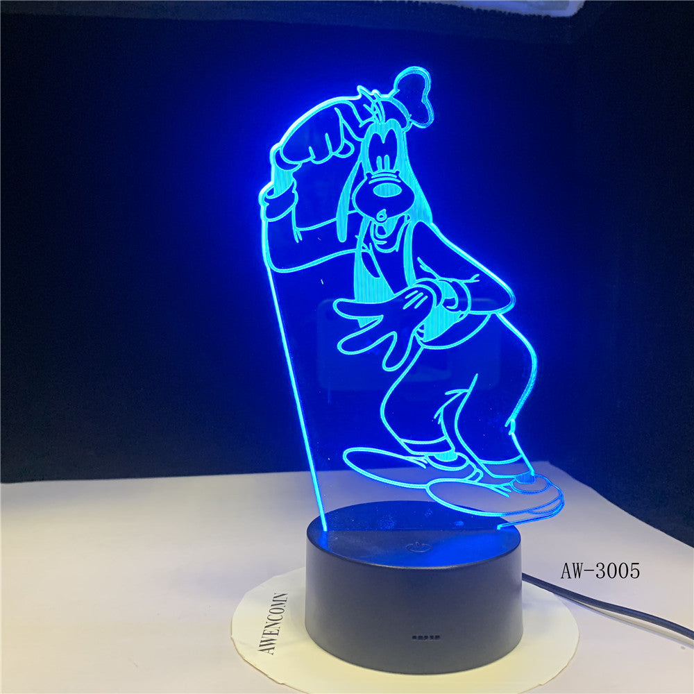 Children's Gift Goofy Pluto Dog Novelty 7 Color Changing 3D LED Night Light Desk Lamp Home Decor Party Kids Toys Gift 3005