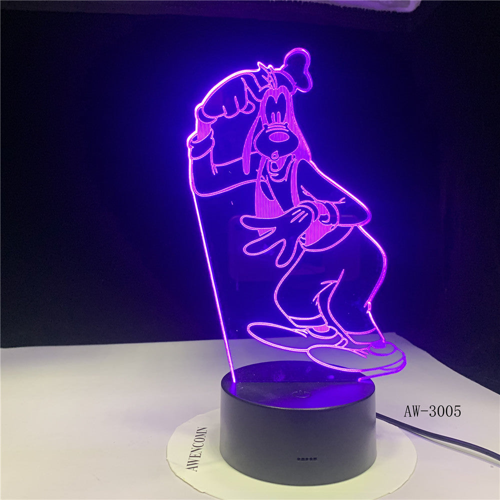 Children's Gift Goofy Pluto Dog Novelty 7 Color Changing 3D LED Night Light Desk Lamp Home Decor Party Kids Toys Gift 3005