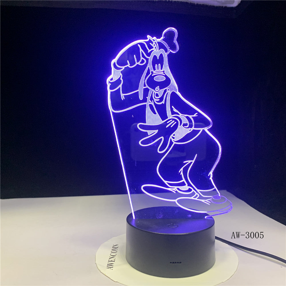 Children's Gift Goofy Pluto Dog Novelty 7 Color Changing 3D LED Night Light Desk Lamp Home Decor Party Kids Toys Gift 3005