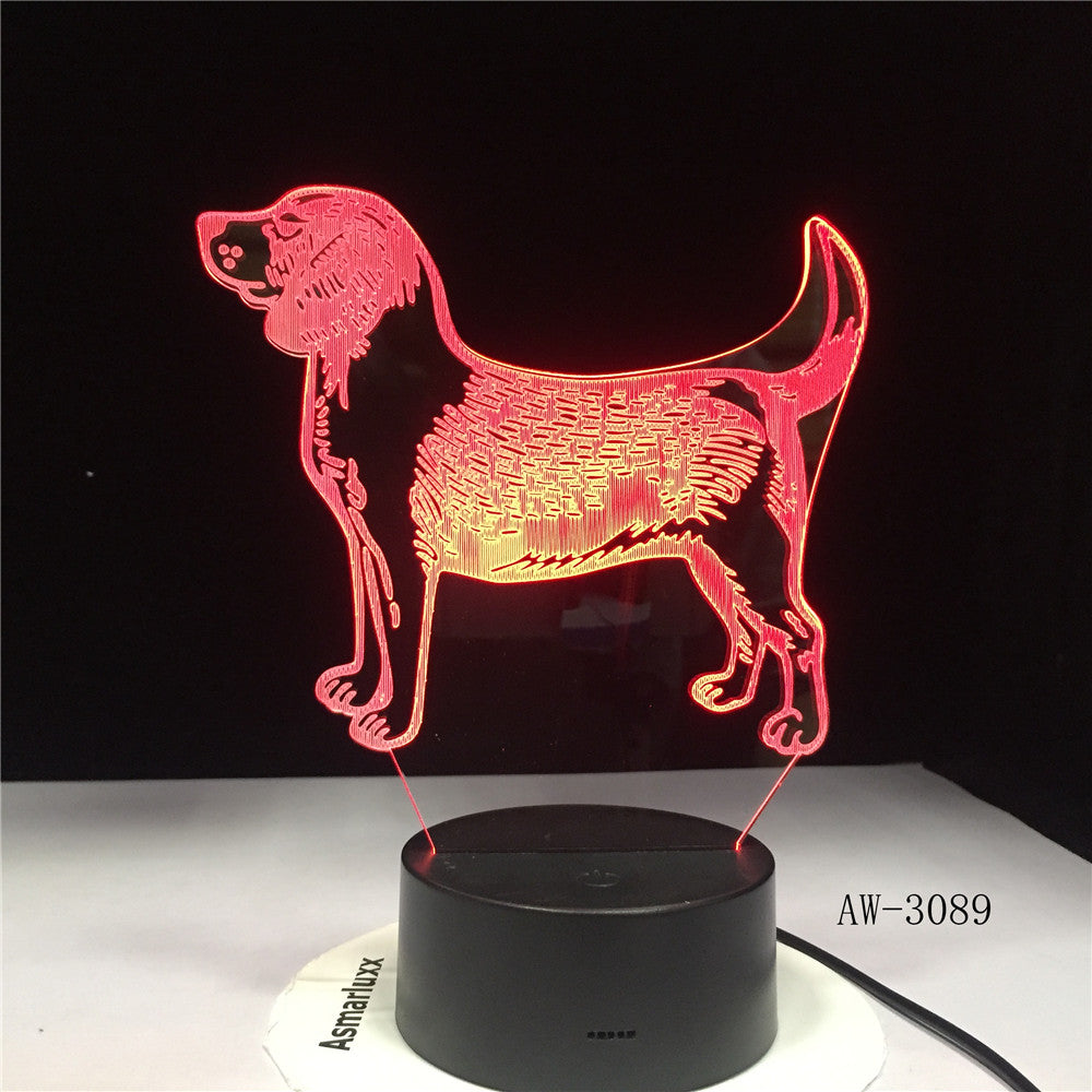Pet Dog 3D Night Lamp 7 Color Change Touch Led 3D Night Light Bedroom Decoration Light USB Office Desk lamp AW-3089