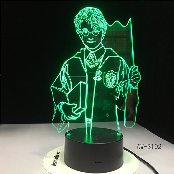 Justup Magic Academy Harry Potter Night Light 3d Led Illusion Lampe pour  chambre d'enfants Lampe décorative - Pattern Ncrack Seat