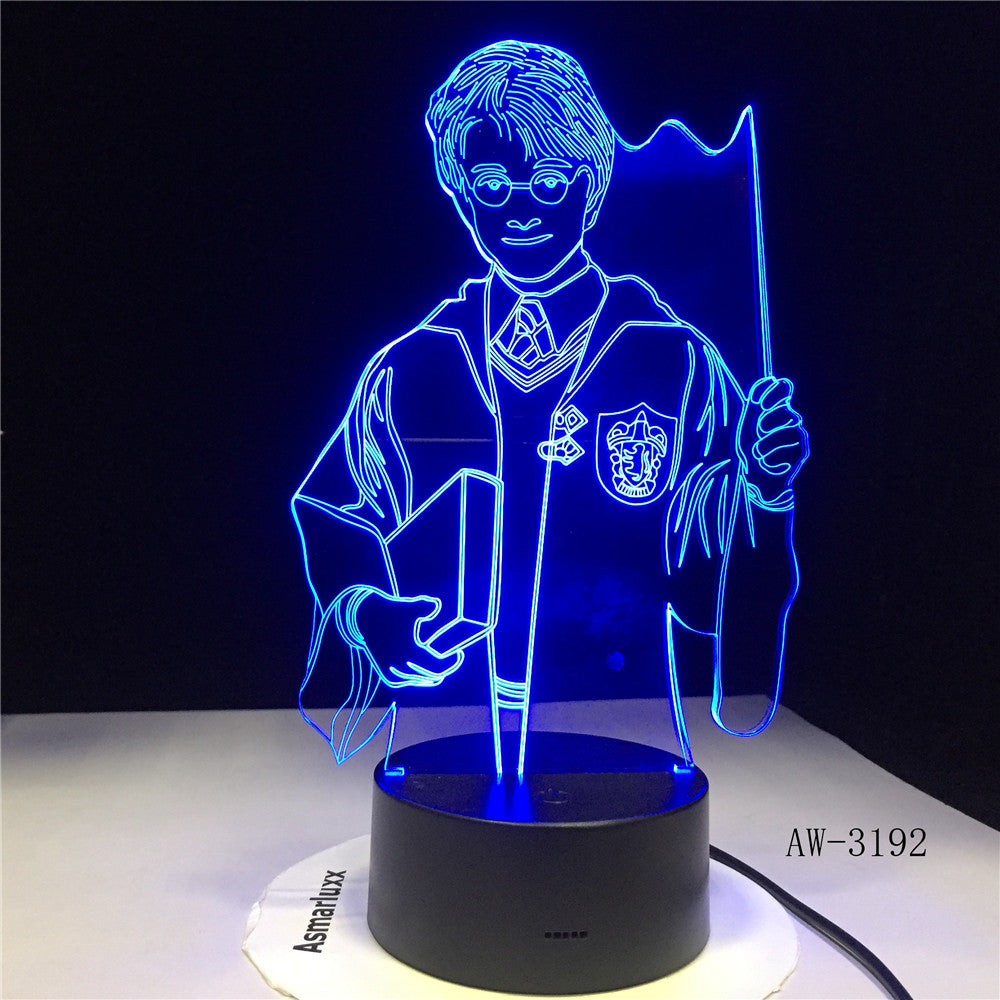 3D Harry Potter Night Light Hogwarts Discoloration Magic School LED Lamp Luminaria Bedroom Decor Linternas Table Lamp AW-3192