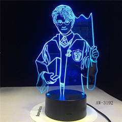 3D Harry Potter Night Light Hogwarts Discoloration Magic School LED Lamp Luminaria Bedroom Decor Linternas Table Lamp AW-3192