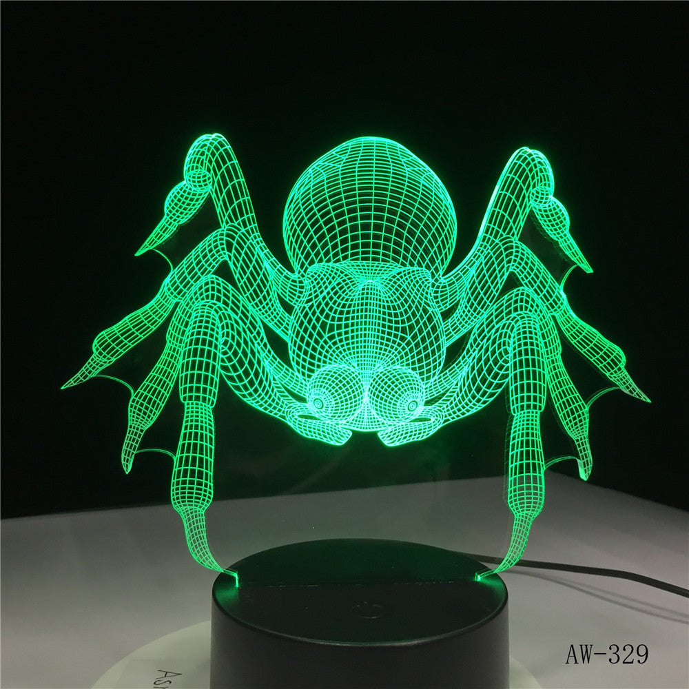 Creative Spider 3D Lamp lighting LED USB Mood Night Light Multicolor Touch or Remote luminaires Change Table Desk Beside AW-329