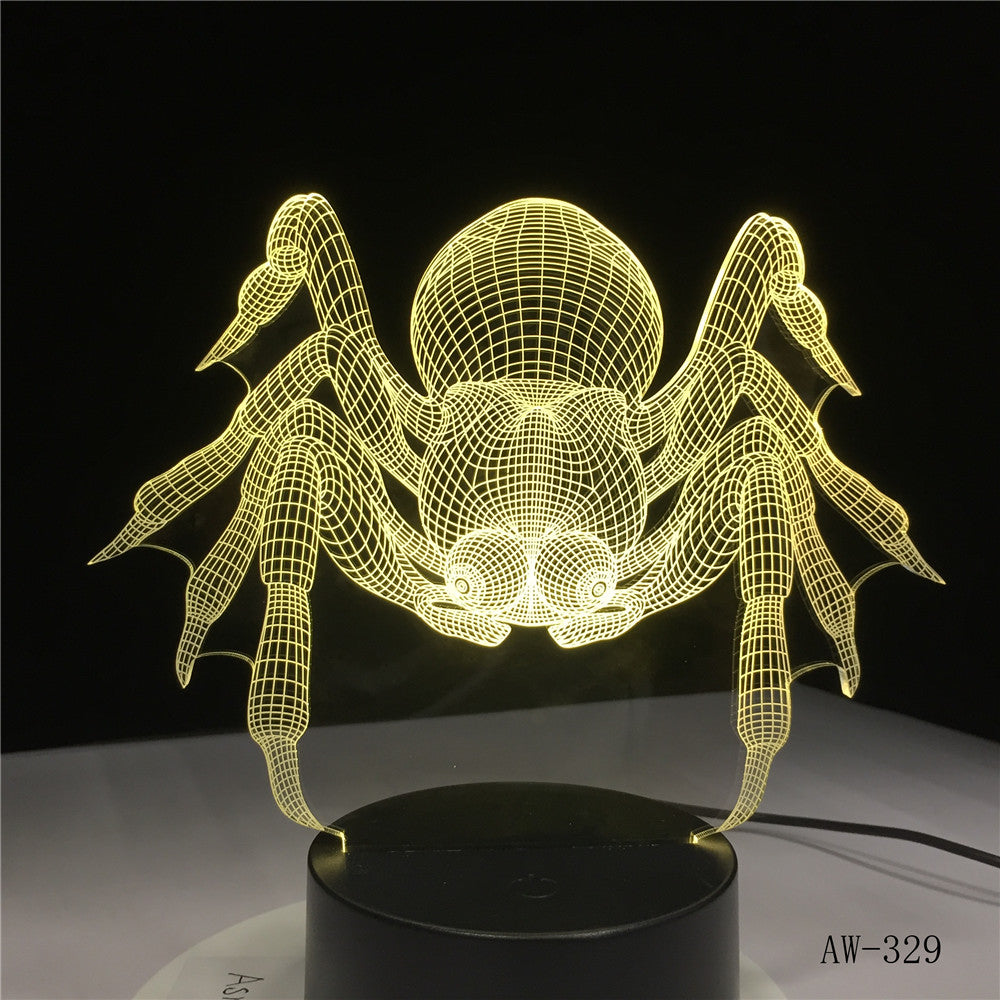 Creative Spider 3D Lamp lighting LED USB Mood Night Light Multicolor Touch or Remote luminaires Change Table Desk Beside AW-329
