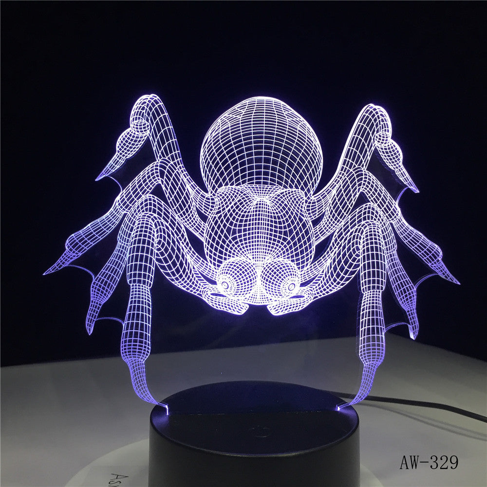 Creative Spider 3D Lamp lighting LED USB Mood Night Light Multicolor Touch or Remote luminaires Change Table Desk Beside AW-329