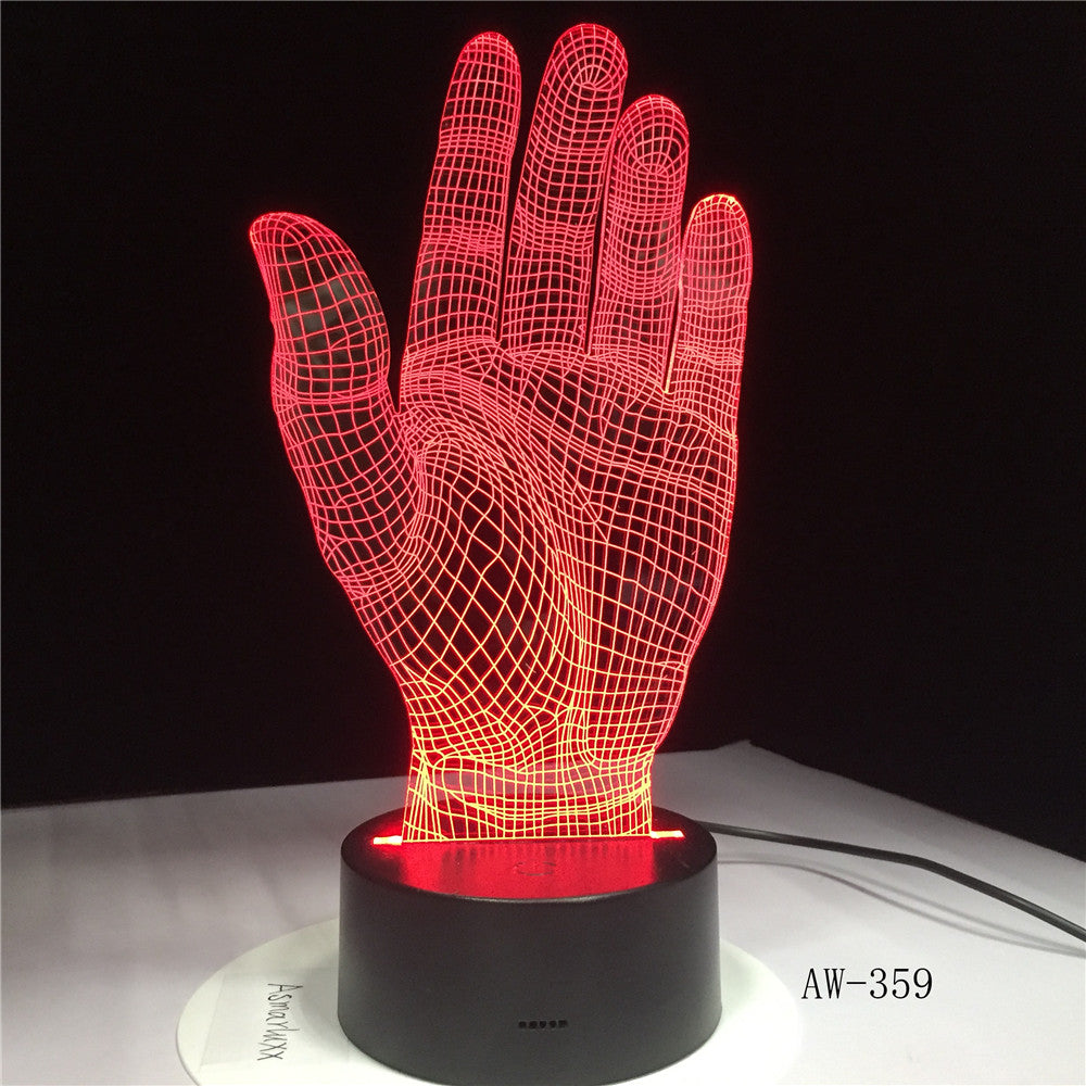 Palm 7 Color Lamp 3d Visual Led Night Lights For Kids Touch Usb Table Lampara Lampe Baby Sleeping Nightlight Motion Lamp AW-359