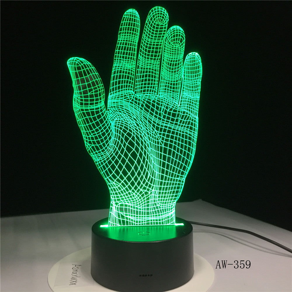 Palm 7 Color Lamp 3d Visual Led Night Lights For Kids Touch Usb Table Lampara Lampe Baby Sleeping Nightlight Motion Lamp AW-359