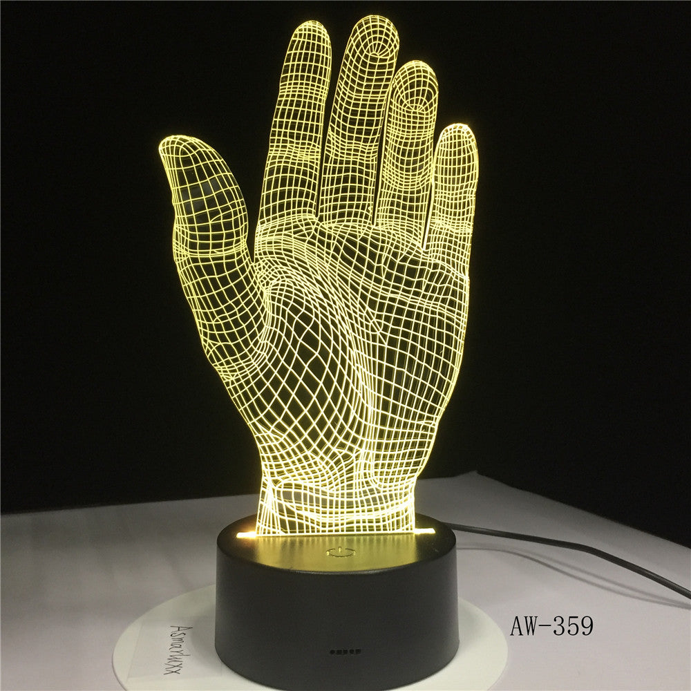 Palm 7 Color Lamp 3d Visual Led Night Lights For Kids Touch Usb Table Lampara Lampe Baby Sleeping Nightlight Motion Lamp AW-359