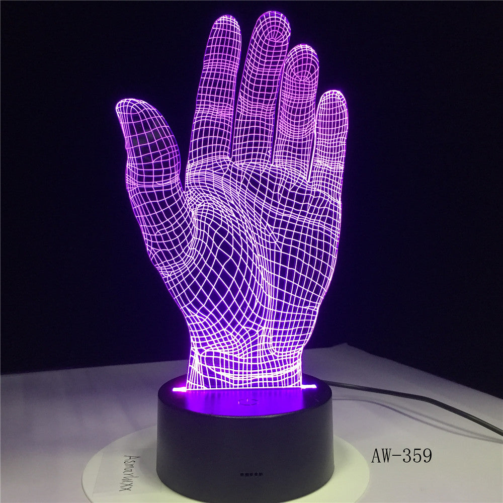 Palm 7 Color Lamp 3d Visual Led Night Lights For Kids Touch Usb Table Lampara Lampe Baby Sleeping Nightlight Motion Lamp AW-359