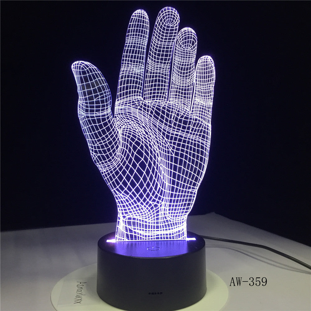 Palm 7 Color Lamp 3d Visual Led Night Lights For Kids Touch Usb Table Lampara Lampe Baby Sleeping Nightlight Motion Lamp AW-359