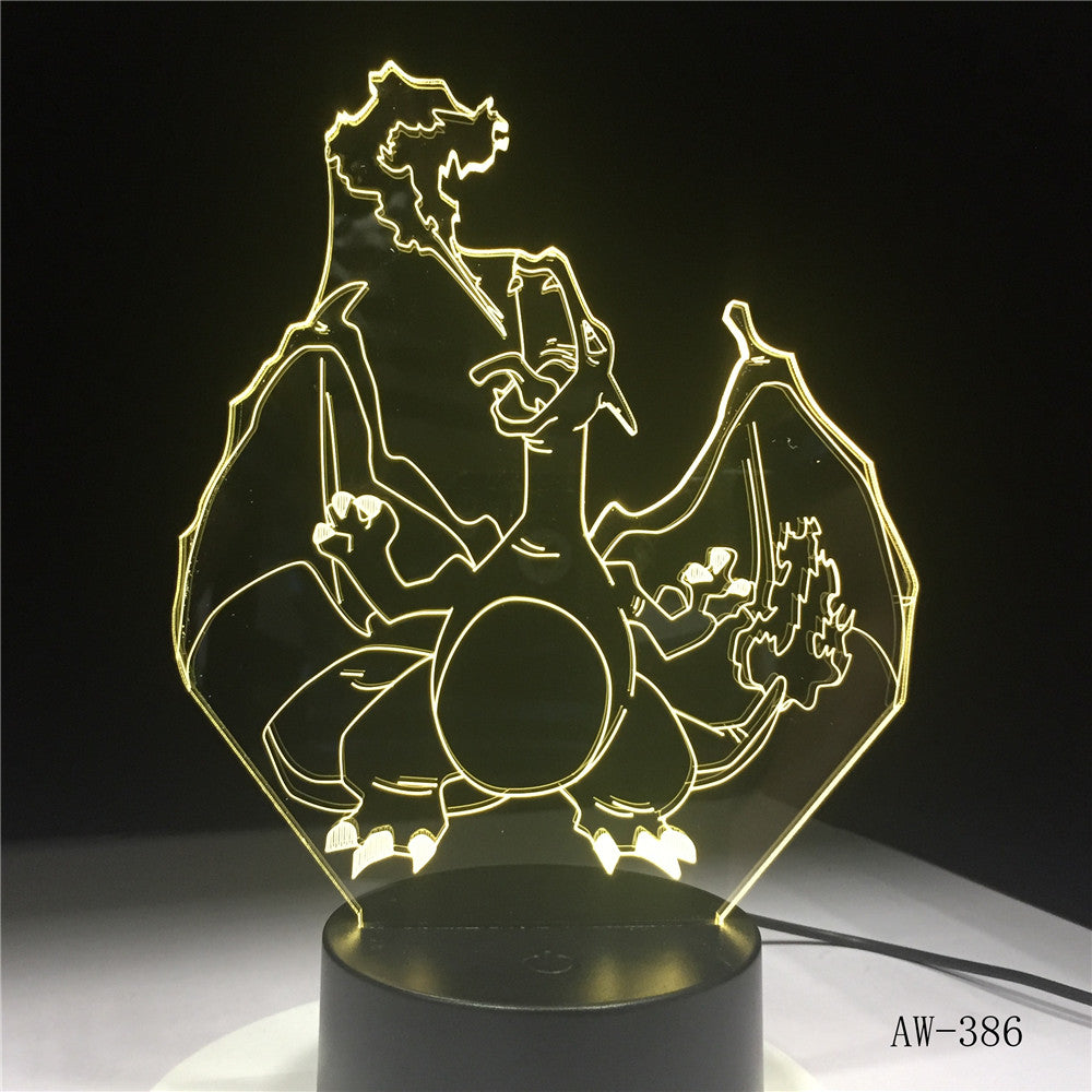 Novelty Cartoon Pokemon Charizard 3D Lamp USB Night Light Multicolor LED Lighting Bulb Luminaria Kid toy Christmas Gift AW-386