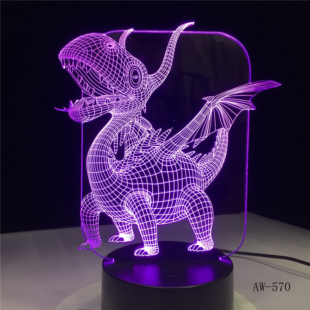 Dinosaur 3D LED Lamp Cartoon Animal Table Desk Lamp Children Kids Bedroom Decor Sleeping Night Light Gift Office Light AW-570