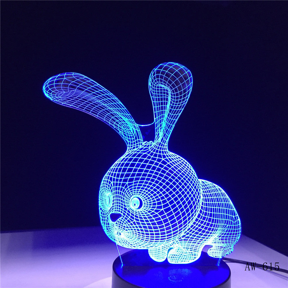 Novelty 3D Rabbit Shape Lamp Touch Sensor Light LED 7 Colors Remote Control Table Lamp Child Night Light as Gifts AW-615