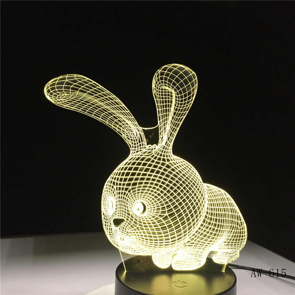 Novelty 3D Rabbit Shape Lamp Touch Sensor Light LED 7 Colors Remote Control Table Lamp Child Night Light as Gifts AW-615