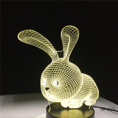 Novelty 3D Rabbit Shape Lamp Touch Sensor Light LED 7 Colors Remote Control Table Lamp Child Night Light as Gifts AW-615