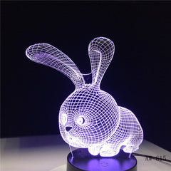 Novelty 3D Rabbit Shape Lamp Touch Sensor Light LED 7 Colors Remote Control Table Lamp Child Night Light as Gifts AW-615