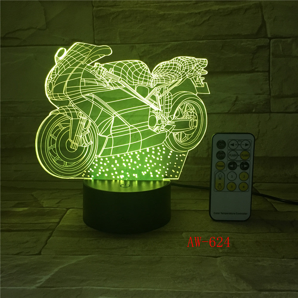 Motor 3D Led Light Novelty 3D Table Lamp 3D Motocross Bike shape Night Lights LED USB 7 Colors Changing lighting AW-624