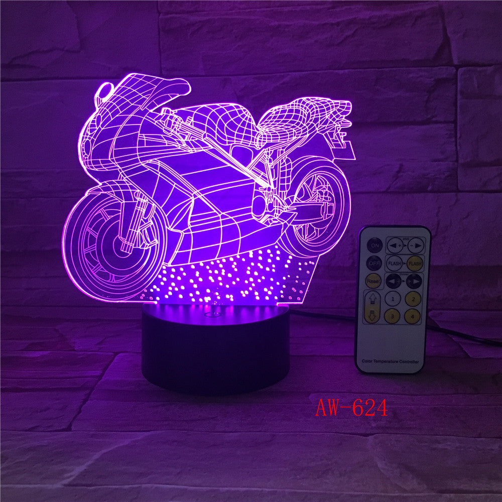 Motor 3D Led Light Novelty 3D Table Lamp 3D Motocross Bike shape Night Lights LED USB 7 Colors Changing lighting AW-624