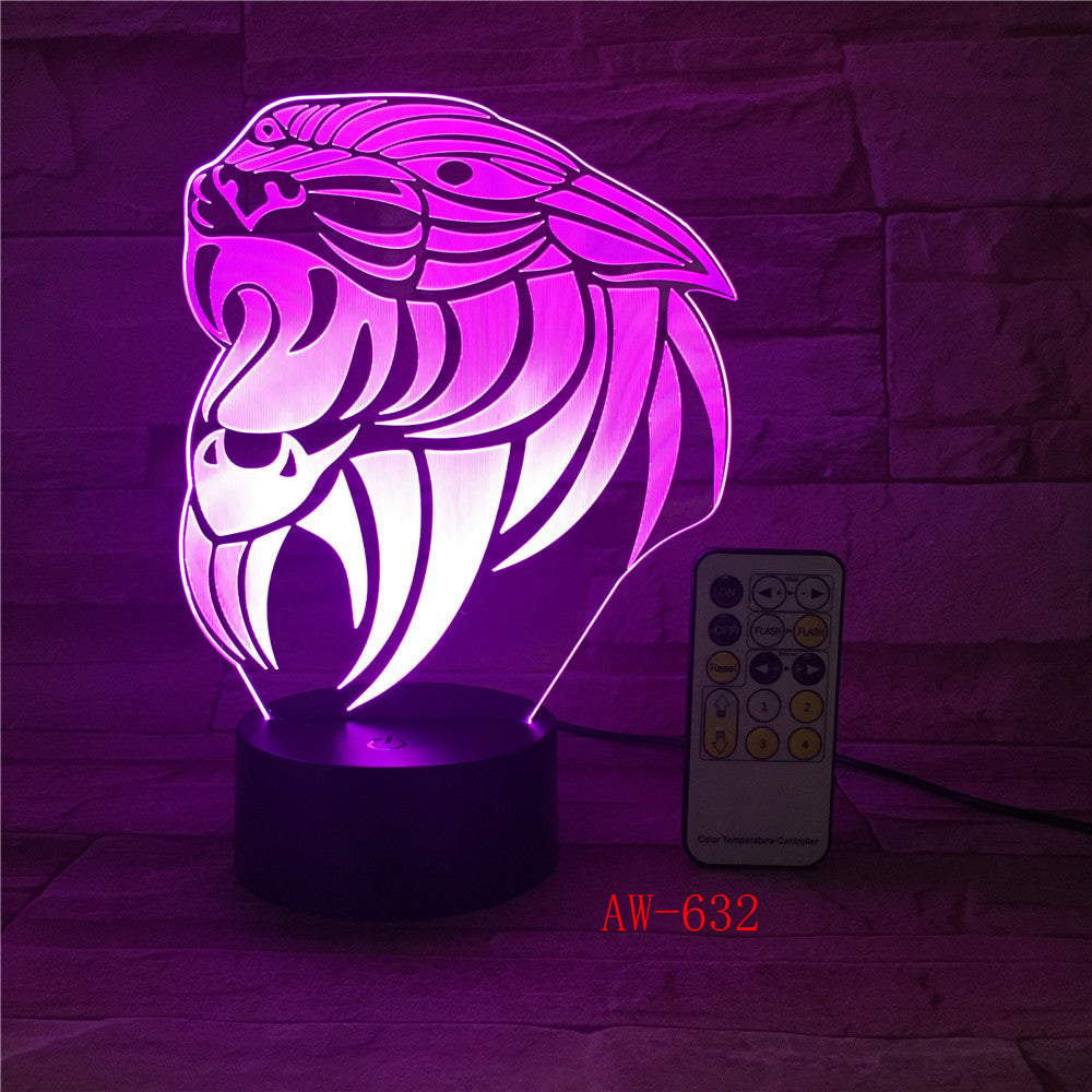 Cartoon Tiger 3D lamp LED stereo light Desk lamp touch and Remote Switch Colored lights Atmosphere lamp bedroom light AW-632