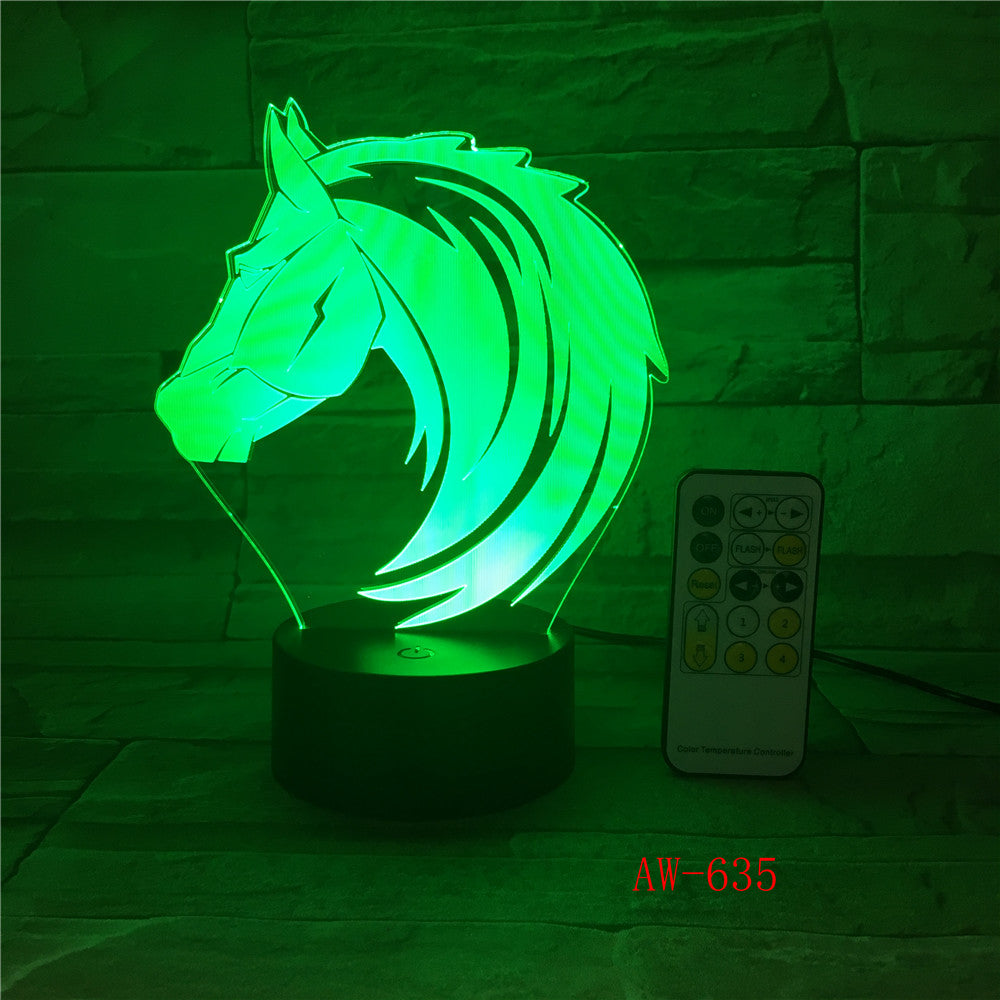 Horse-Head 3D illusion LED Night Light 7Colors Table Lamp Novelty Product light with Touch Button Children Gift Drop AW-635