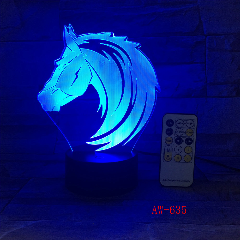 Horse-Head 3D illusion LED Night Light 7Colors Table Lamp Novelty Product light with Touch Button Children Gift Drop AW-635