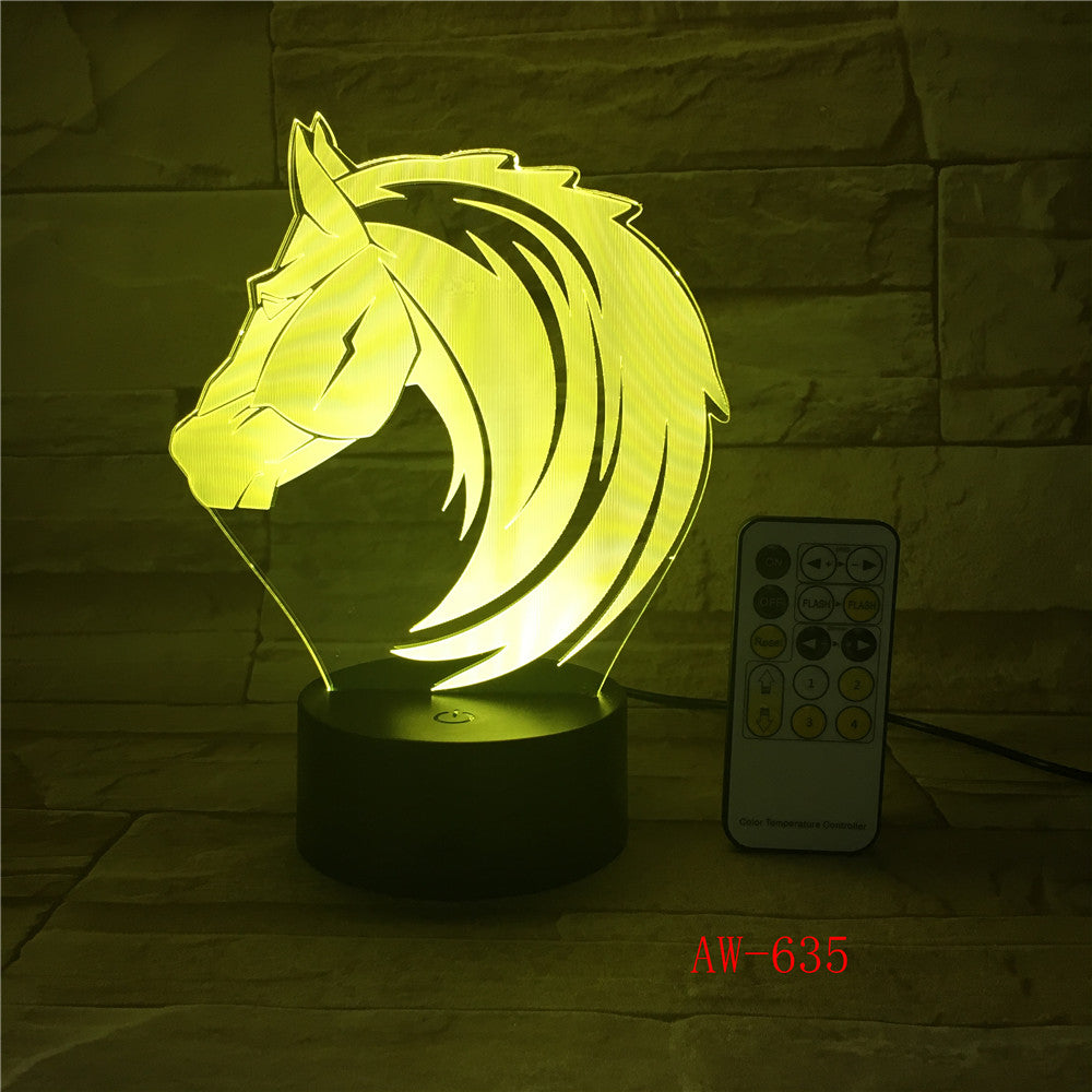 Horse-Head 3D illusion LED Night Light 7Colors Table Lamp Novelty Product light with Touch Button Children Gift Drop AW-635
