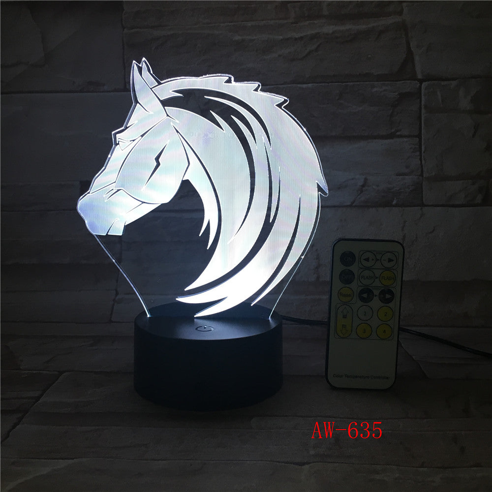 Horse-Head 3D illusion LED Night Light 7Colors Table Lamp Novelty Product light with Touch Button Children Gift Drop AW-635