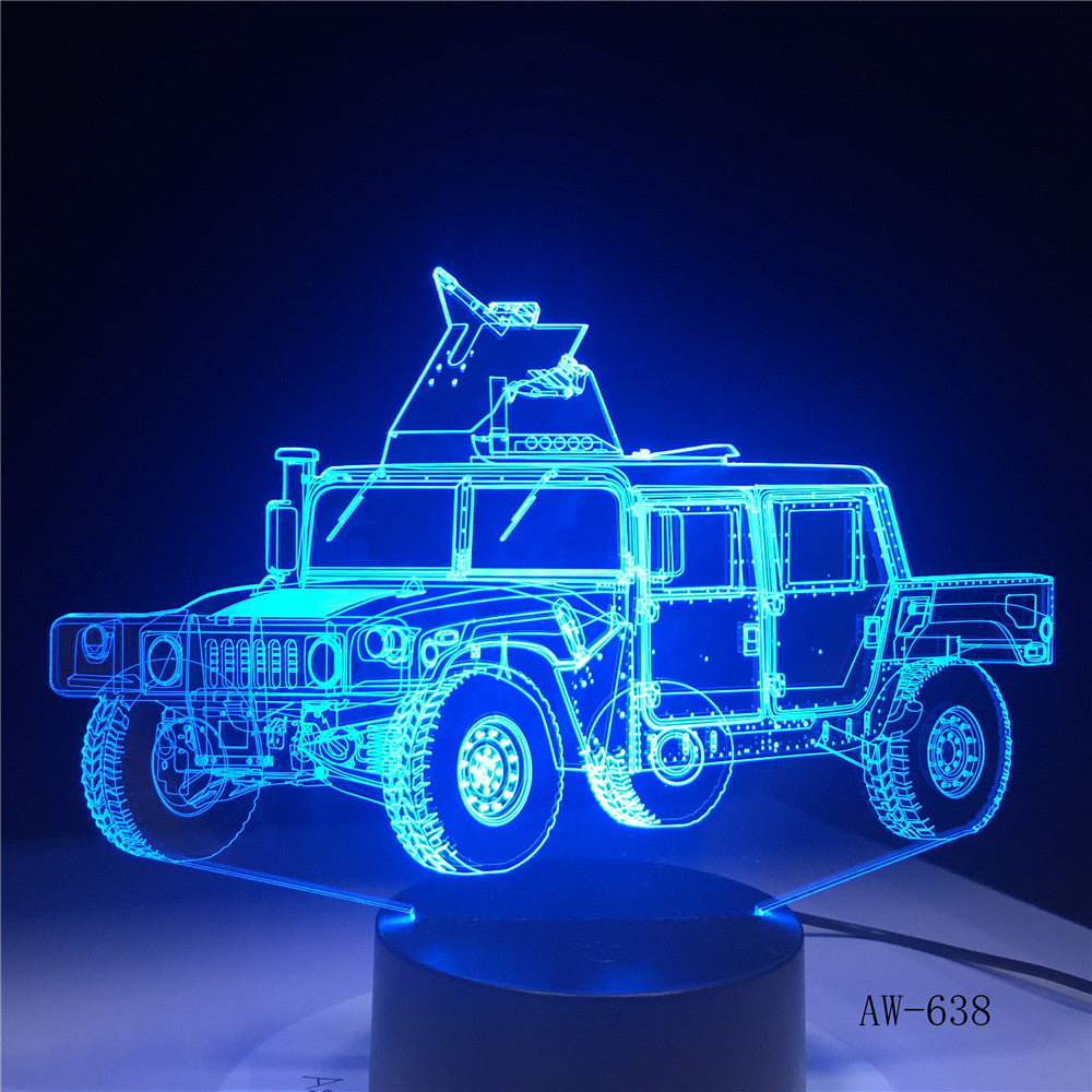 Creative RC model Tanks Night Light 3D Military Jeep Car Visual Lamp Colorful Bedside Lamp Best Gift for Kids Children AW-638