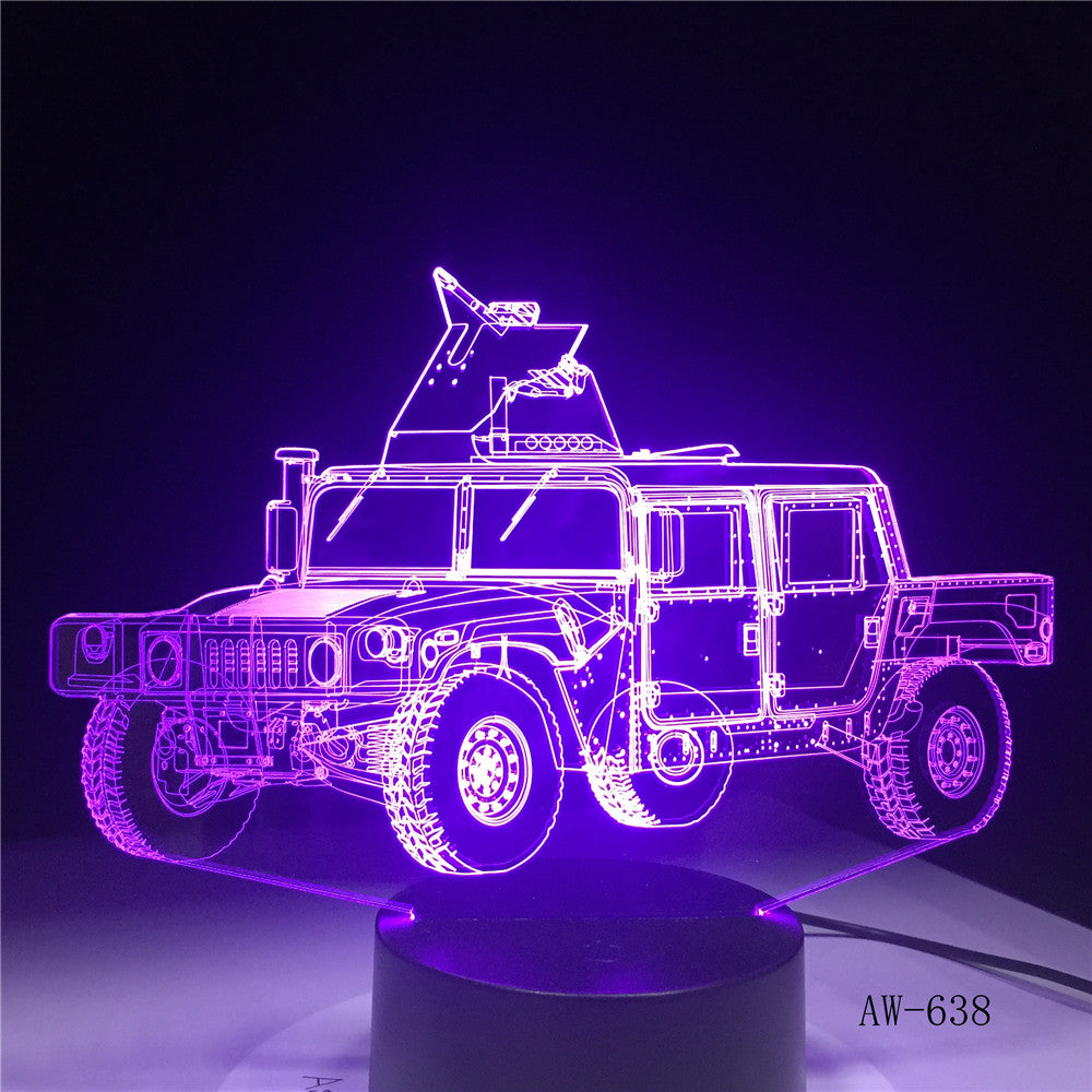 Creative RC model Tanks Night Light 3D Military Jeep Car Visual Lamp Colorful Bedside Lamp Best Gift for Kids Children AW-638