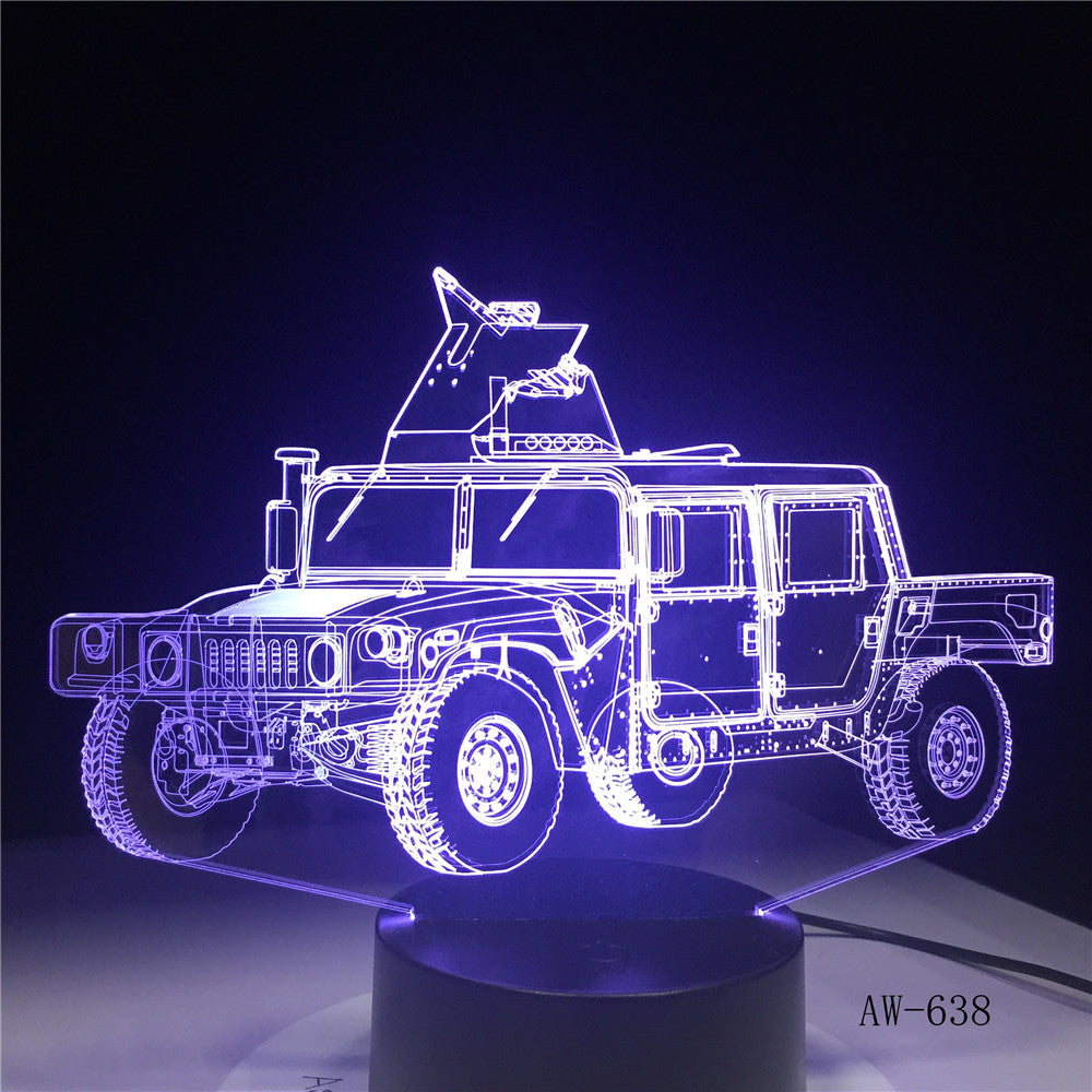 Creative RC model Tanks Night Light 3D Military Jeep Car Visual Lamp Colorful Bedside Lamp Best Gift for Kids Children AW-638