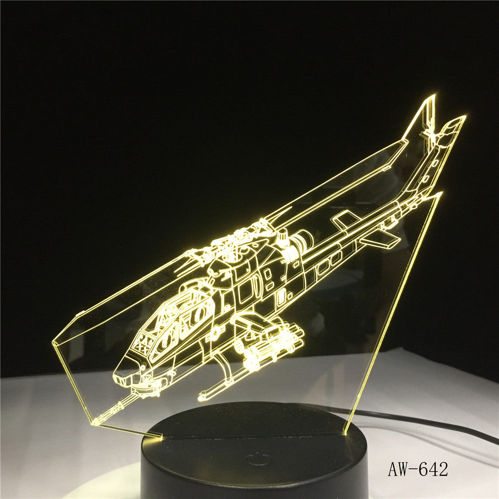 Helicopter Night Lights 3D LED Aircraft Table Lamp 7 Colors Change Bedroom Bedside Baby Sleep Light Fixture Xmas Gifts AW-642
