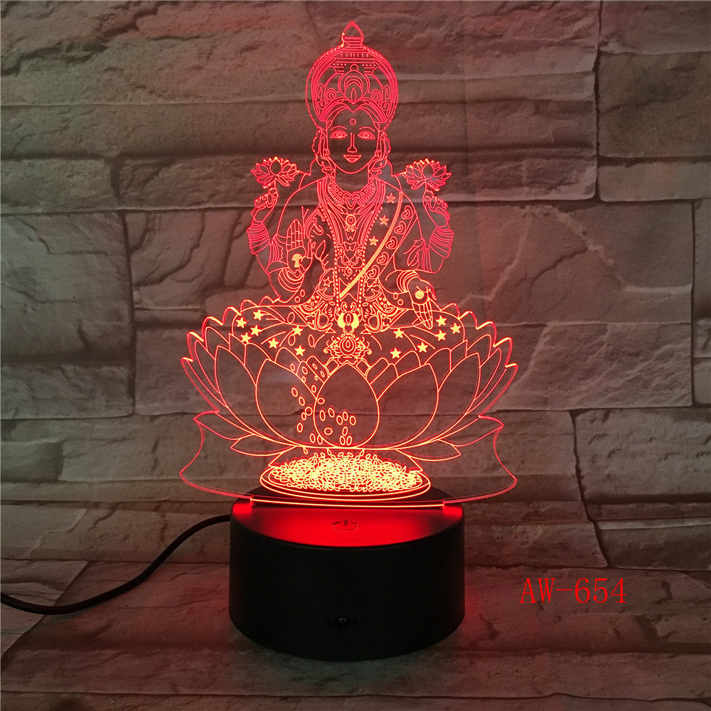 Buddha 7 Colors Changing Night Lamp 3D Atmosphere Bulbing Light 3D Visual illusion LED Lamp for kids toy Birthday gifts AW-654