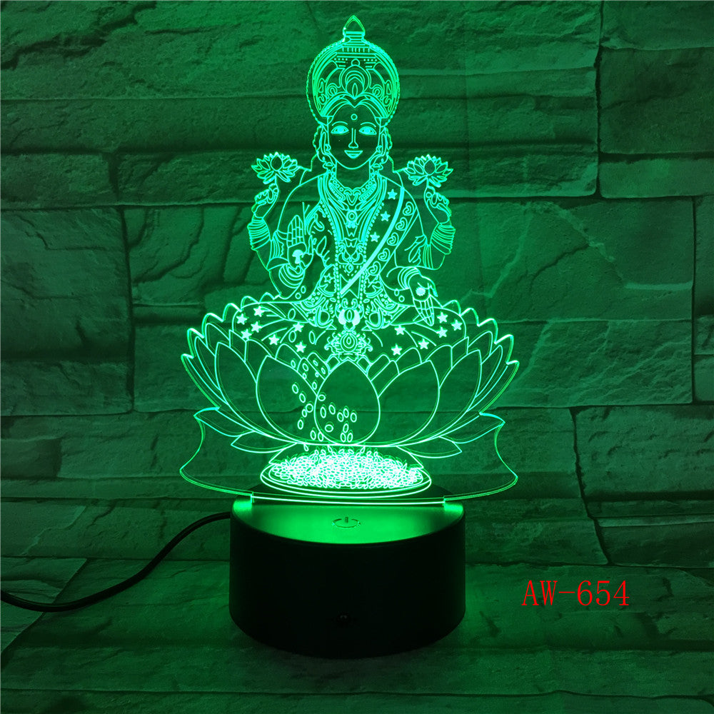 Buddha 7 Colors Changing Night Lamp 3D Atmosphere Bulbing Light 3D Visual illusion LED Lamp for kids toy Birthday gifts AW-654