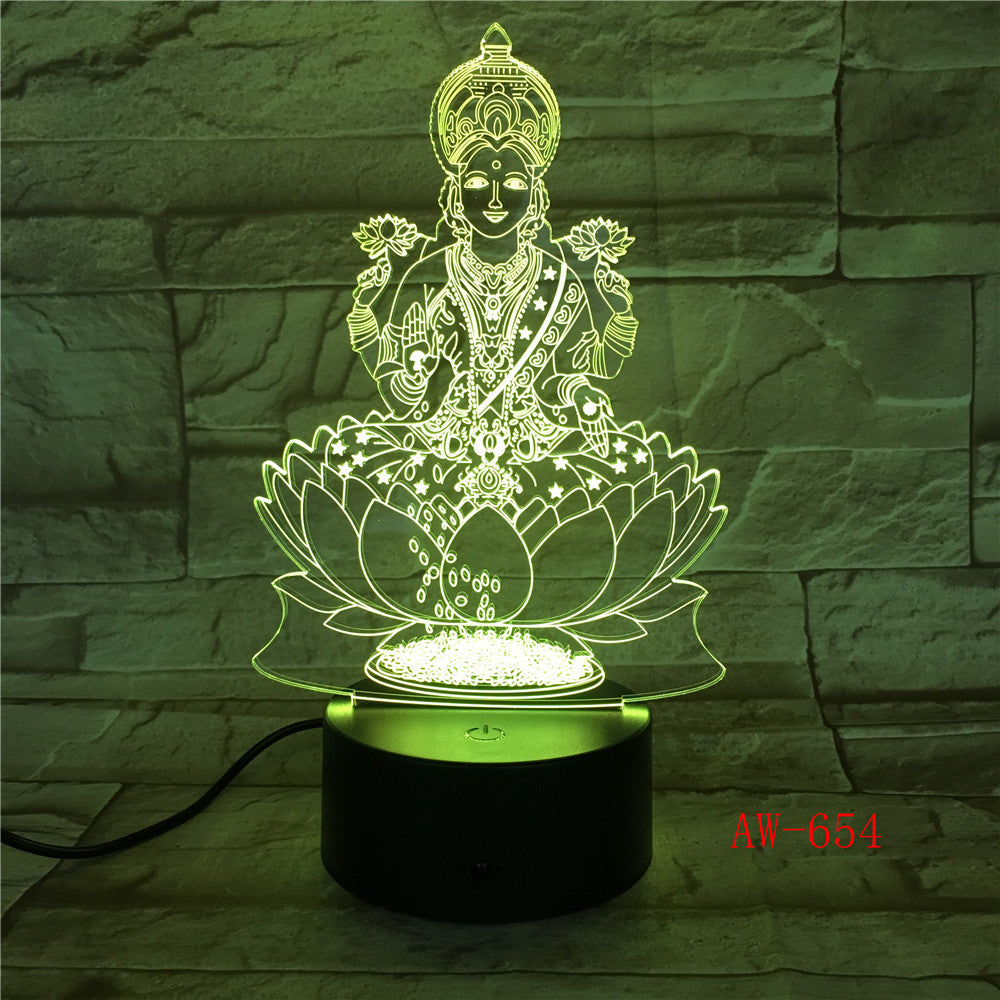 Buddha 7 Colors Changing Night Lamp 3D Atmosphere Bulbing Light 3D Visual illusion LED Lamp for kids toy Birthday gifts AW-654