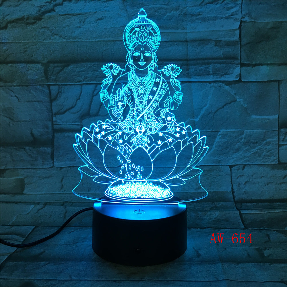 Buddha 7 Colors Changing Night Lamp 3D Atmosphere Bulbing Light 3D Visual illusion LED Lamp for kids toy Birthday gifts AW-654