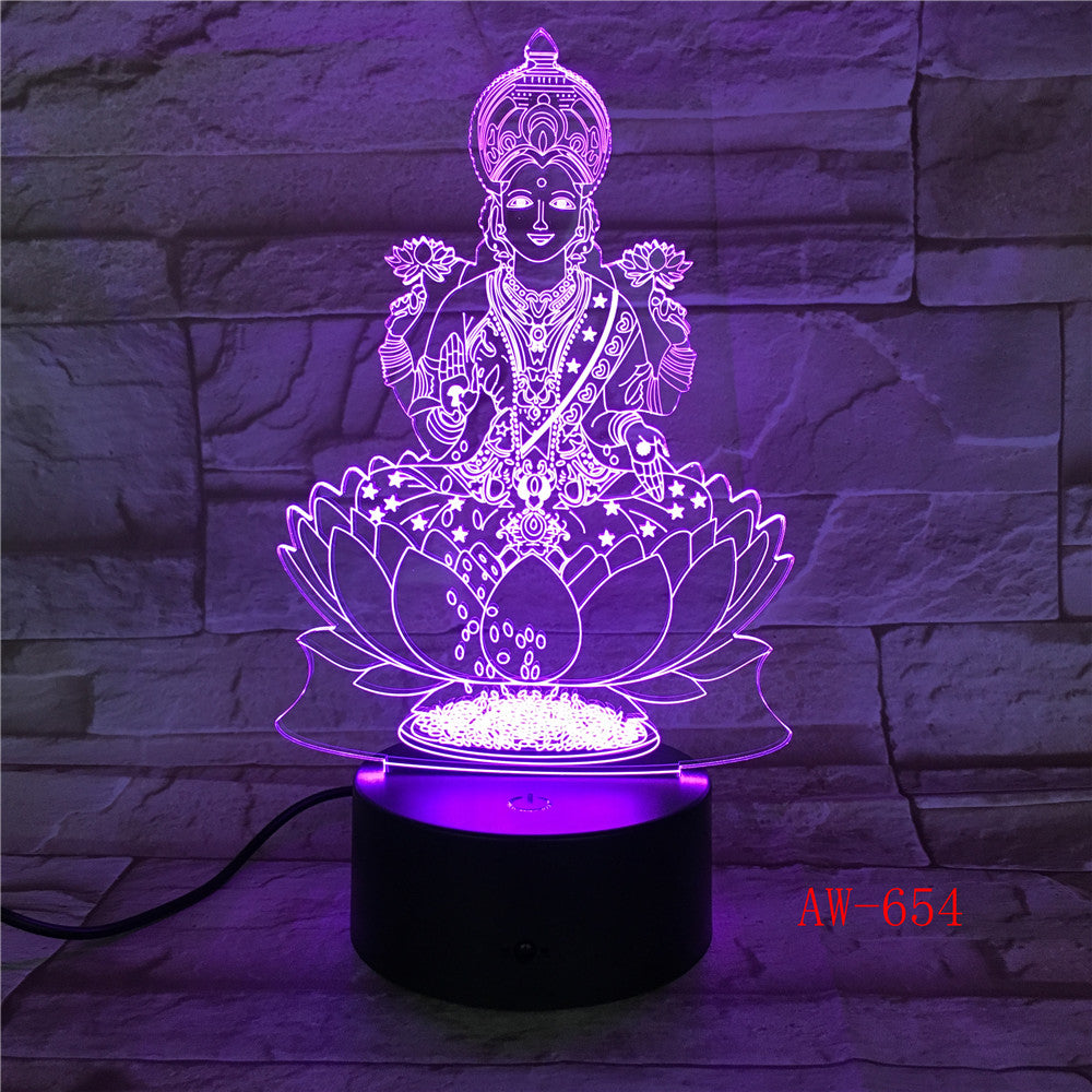 Buddha 7 Colors Changing Night Lamp 3D Atmosphere Bulbing Light 3D Visual illusion LED Lamp for kids toy Birthday gifts AW-654