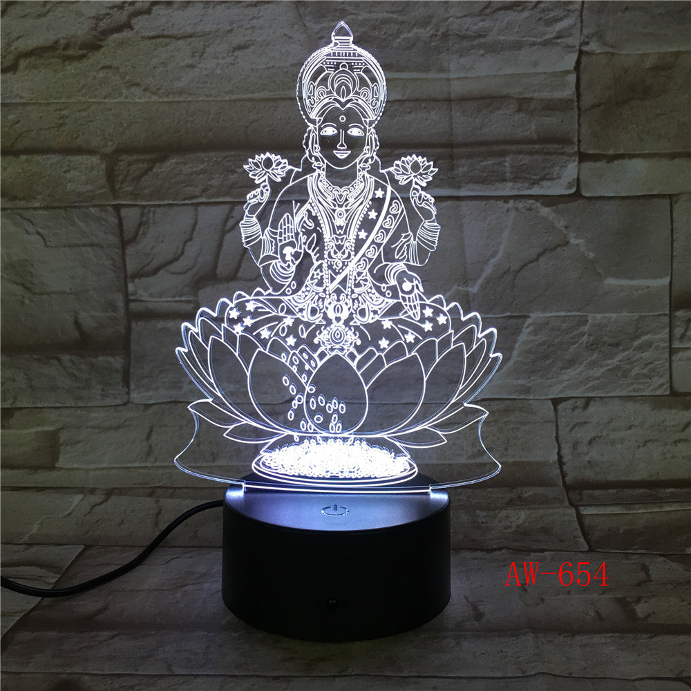 Buddha 7 Colors Changing Night Lamp 3D Atmosphere Bulbing Light 3D Visual illusion LED Lamp for kids toy Birthday gifts AW-654