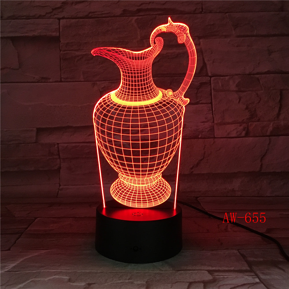 Flower Vase Bottle 3D Light Acrylic Night Lamp USB Sleep Light Fixture 3AA Battery Power Table Lamp Bedroom Decor AW-655