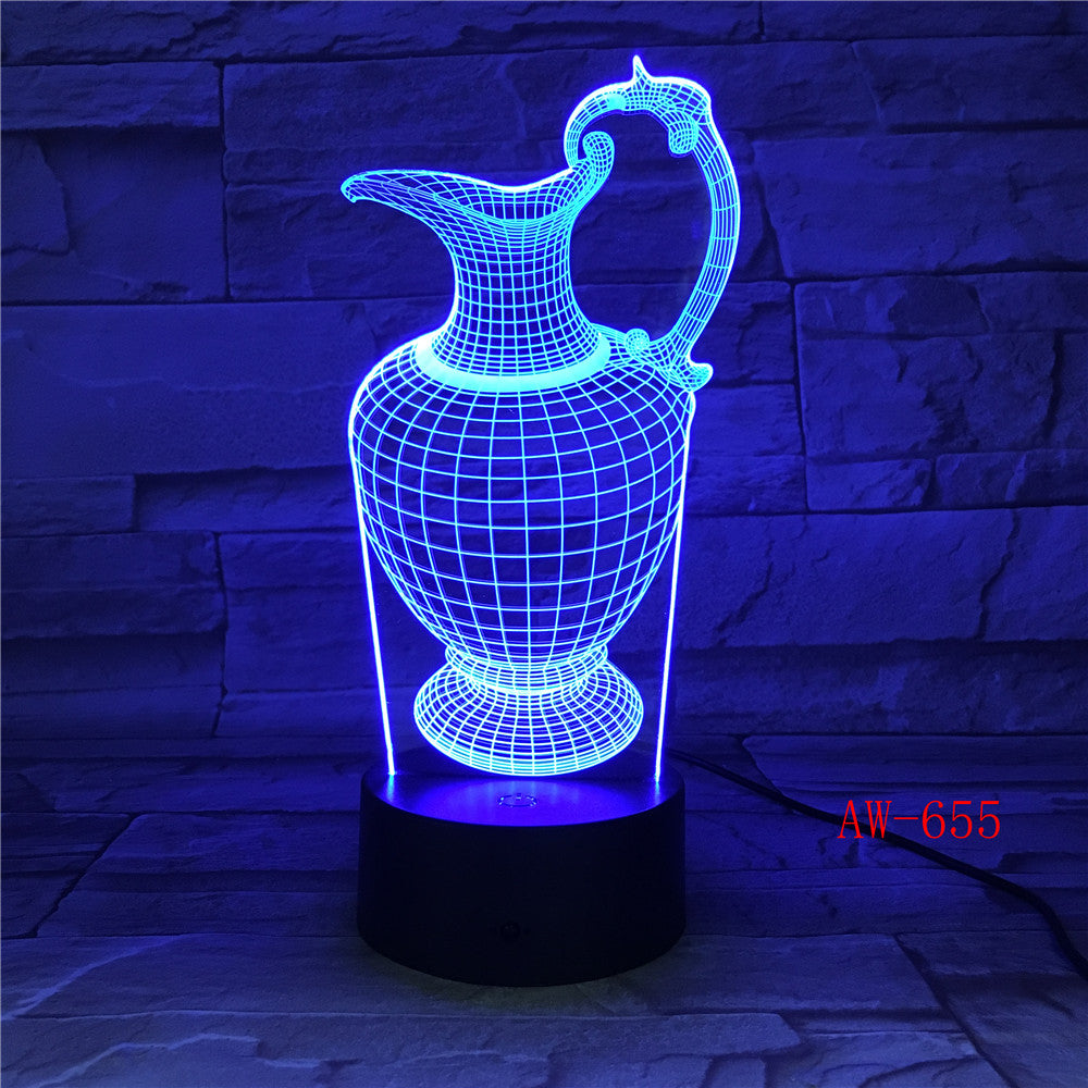 Flower Vase Bottle 3D Light Acrylic Night Lamp USB Sleep Light Fixture 3AA Battery Power Table Lamp Bedroom Decor AW-655