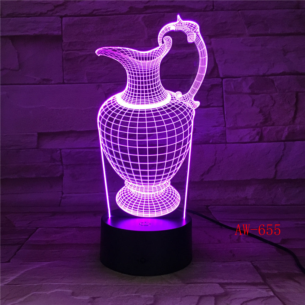Flower Vase Bottle 3D Light Acrylic Night Lamp USB Sleep Light Fixture 3AA Battery Power Table Lamp Bedroom Decor AW-655