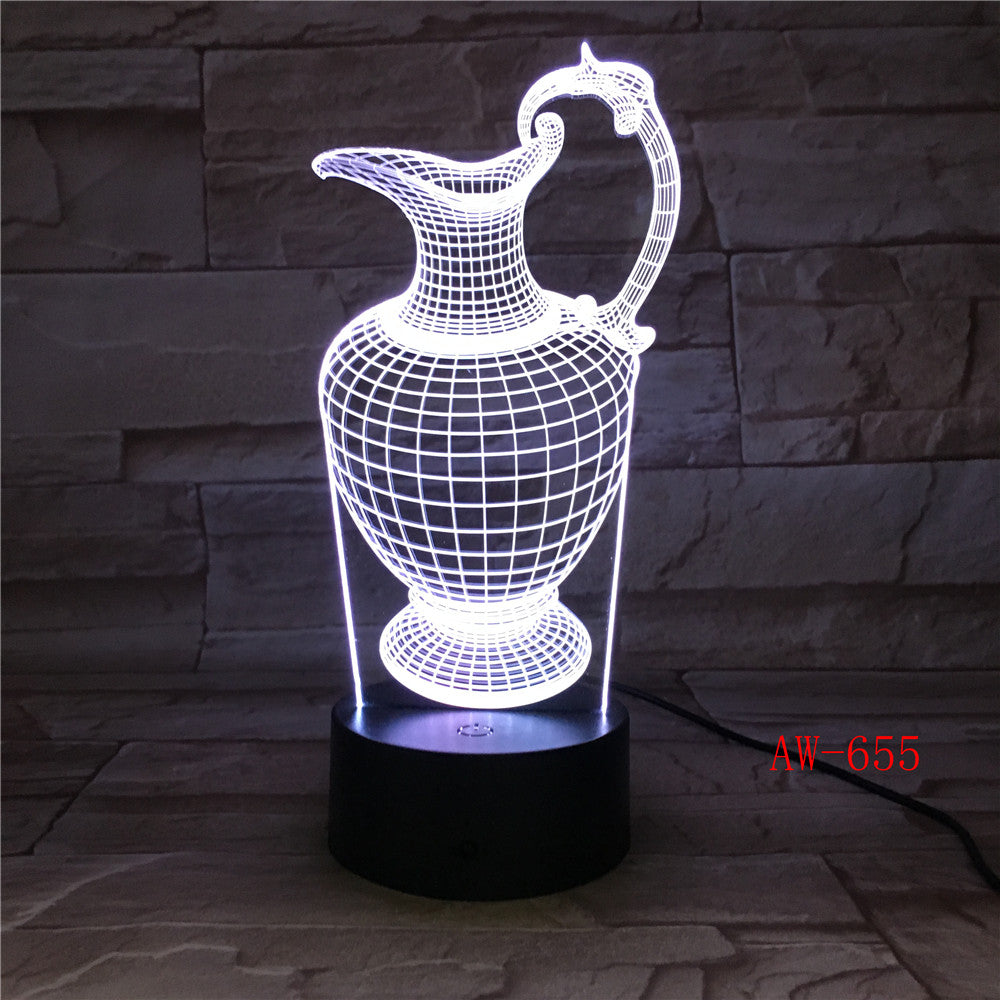 Flower Vase Bottle 3D Light Acrylic Night Lamp USB Sleep Light Fixture 3AA Battery Power Table Lamp Bedroom Decor AW-655