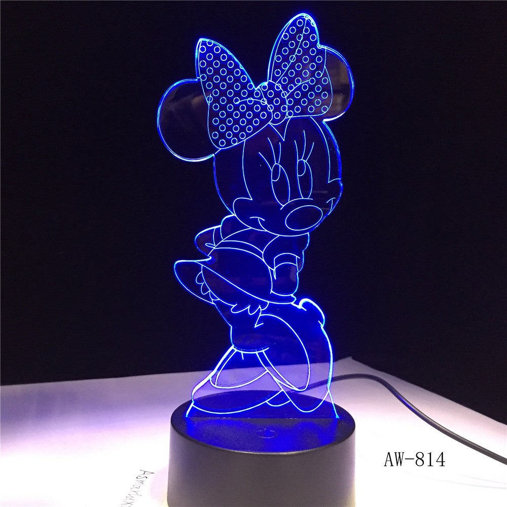 Mickey Minnie Mouse Cartoon 3D LED Night Light Novelty Table Desk Lamp Birthday Christmas Gift Child Kids Home Decor AW-814
