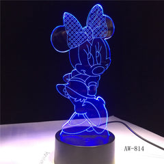 Mickey Minnie Mouse Cartoon 3D LED Night Light Novelty Table Desk Lamp Birthday Christmas Gift Child Kids Home Decor AW-814