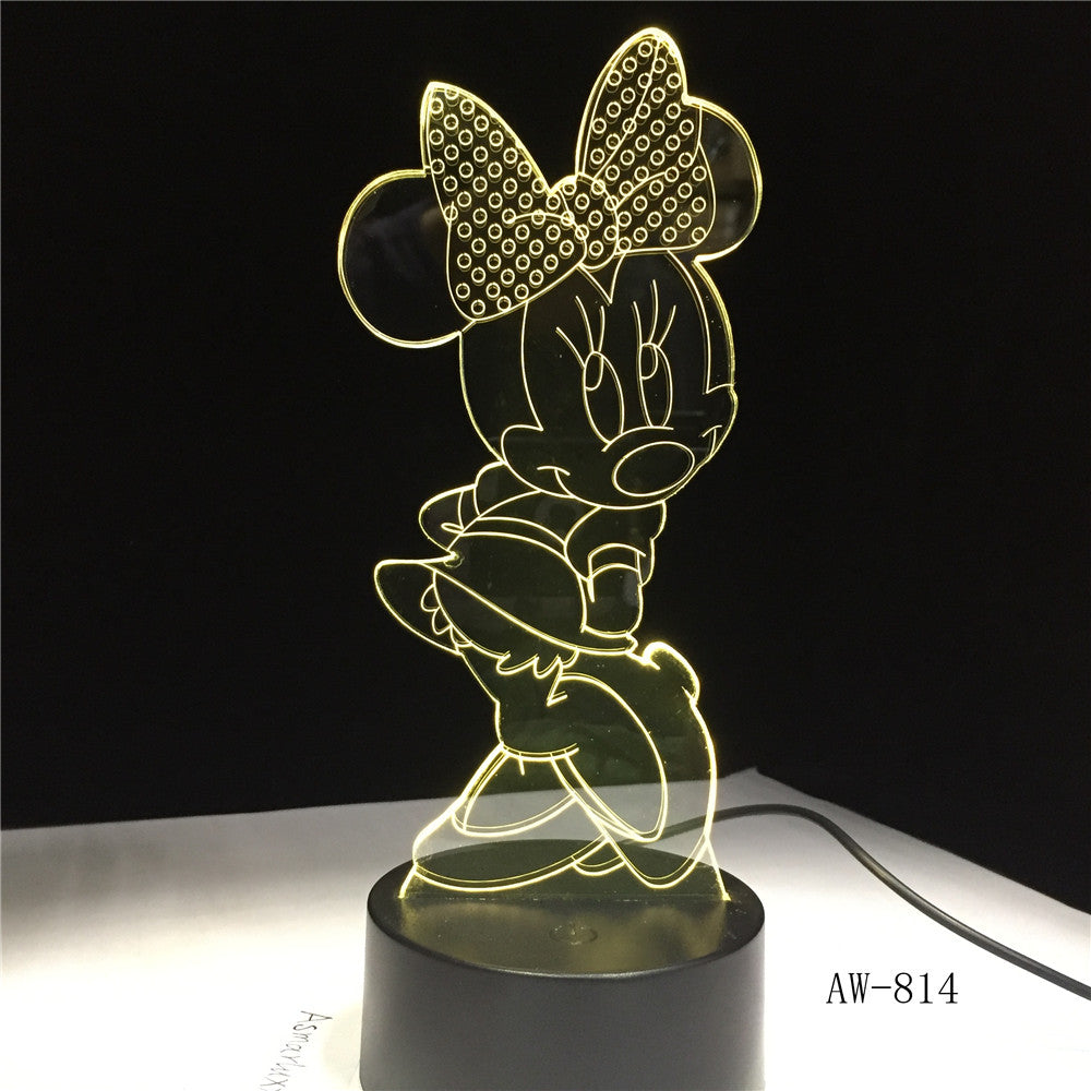 Mickey Minnie Mouse Cartoon 3D LED Night Light Novelty Table Desk Lamp Birthday Christmas Gift Child Kids Home Decor AW-814