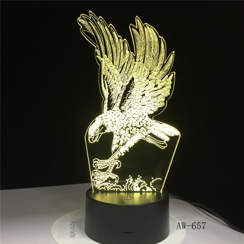 Eagle Lampe 3D Illusion Nightlight Colorful Hawk Touch Desk Light Bedside Lamp Acrylic Remote Light for Office Bedroom AW-657