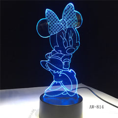 Mickey Minnie Mouse Cartoon 3D LED Night Light Novelty Table Desk Lamp Birthday Christmas Gift Child Kids Home Decor AW-814