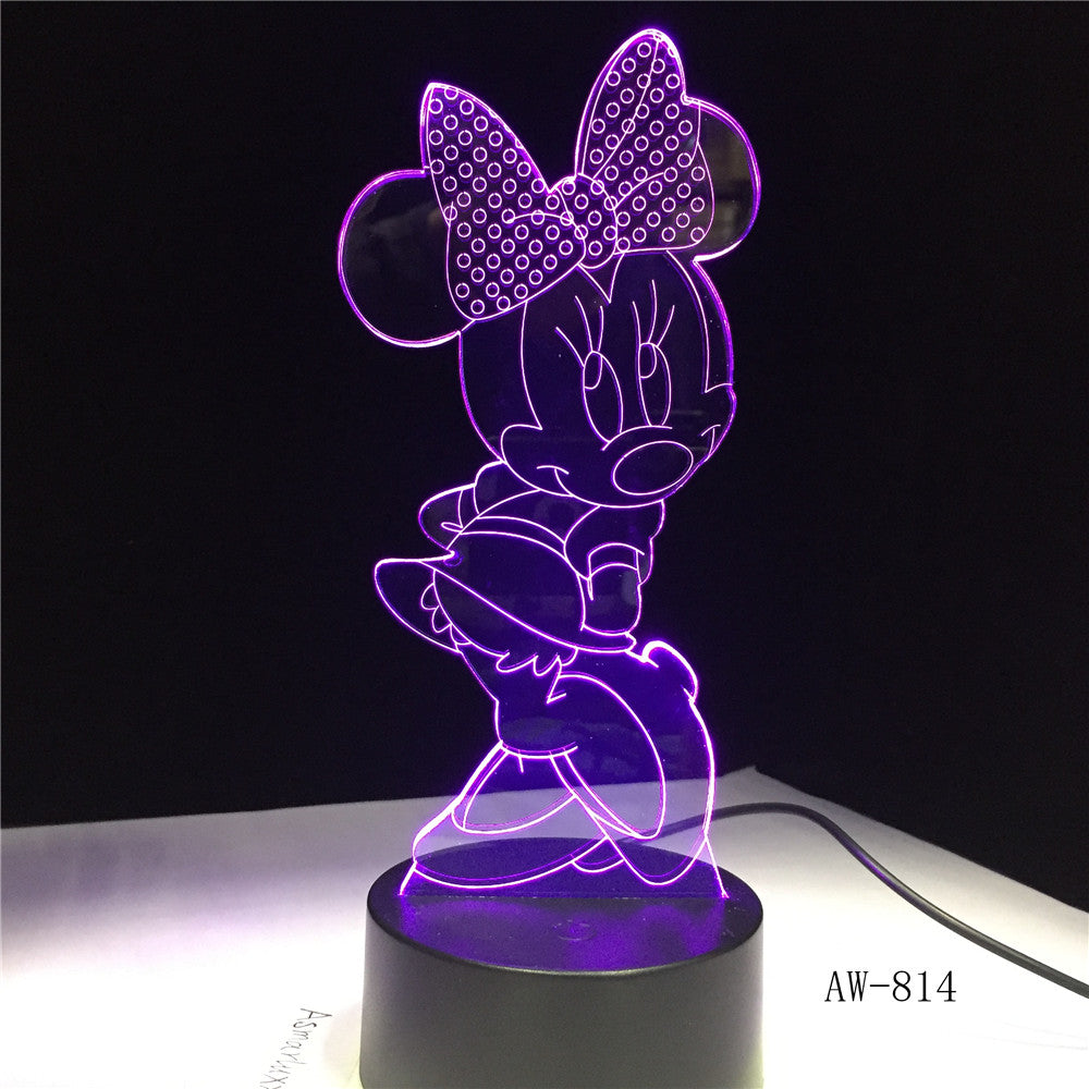 Mickey Minnie Mouse Cartoon 3D LED Night Light Novelty Table Desk Lamp Birthday Christmas Gift Child Kids Home Decor AW-814